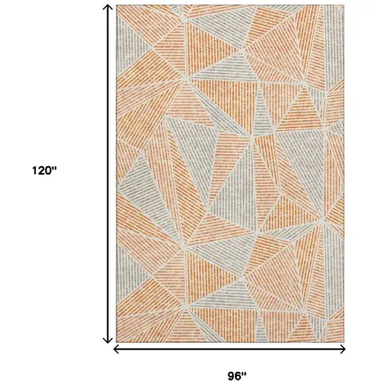 Orange And Gray Geometric Washable Area Rug With UV Protection Photo 3