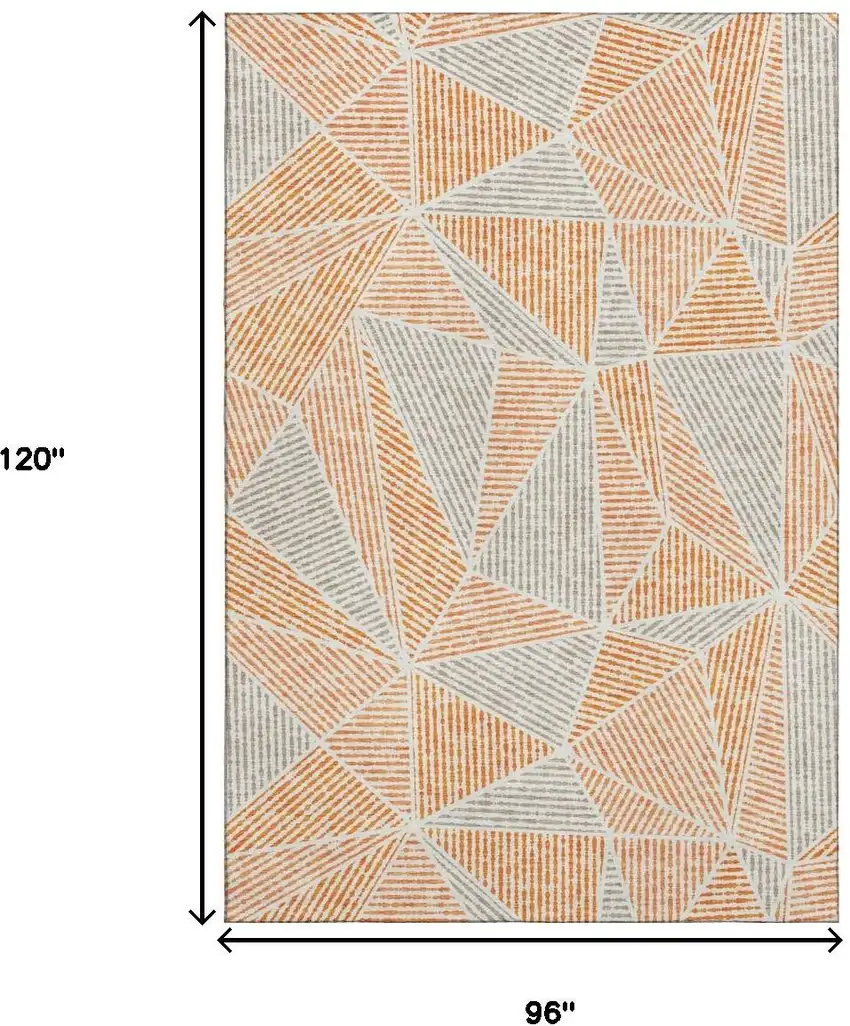 Orange And Gray Geometric Washable Area Rug With UV Protection Photo 3