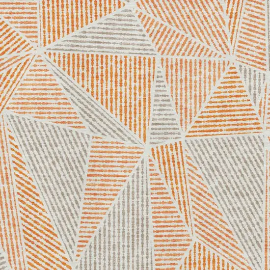 Orange And Gray Geometric Washable Area Rug With UV Protection Photo 3