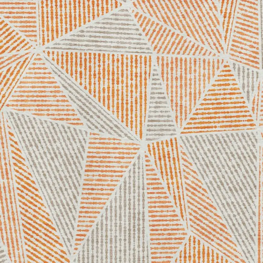 Orange And Gray Geometric Washable Area Rug With UV Protection Photo 3