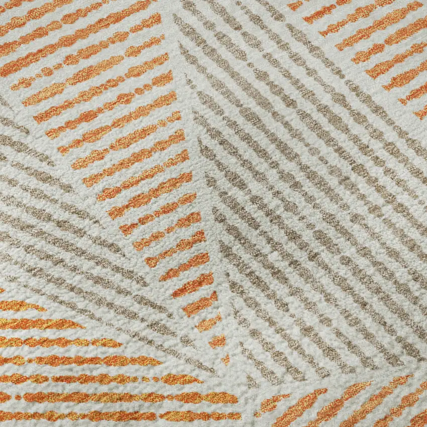 Orange And Gray Geometric Washable Area Rug With UV Protection Photo 9