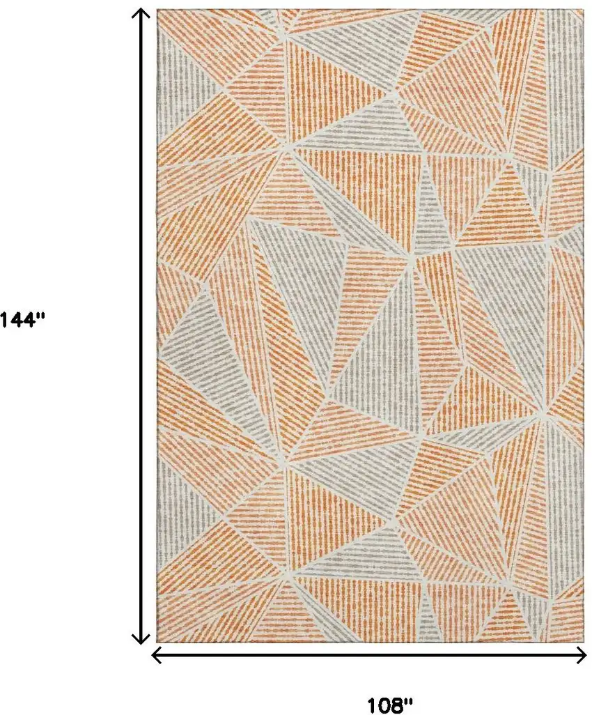 Orange And Gray Geometric Washable Area Rug With UV Protection Photo 3