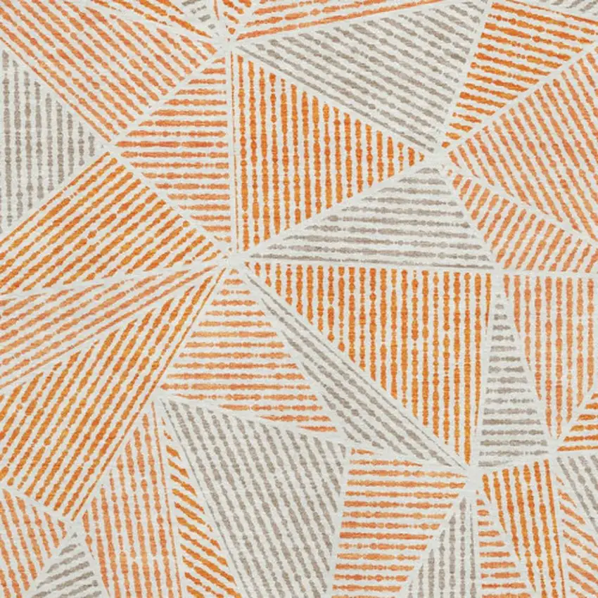 Orange And Gray Geometric Washable Area Rug With UV Protection Photo 3