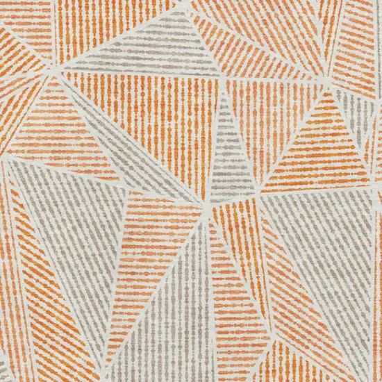 Orange And Gray Geometric Washable Area Rug With UV Protection Photo 3