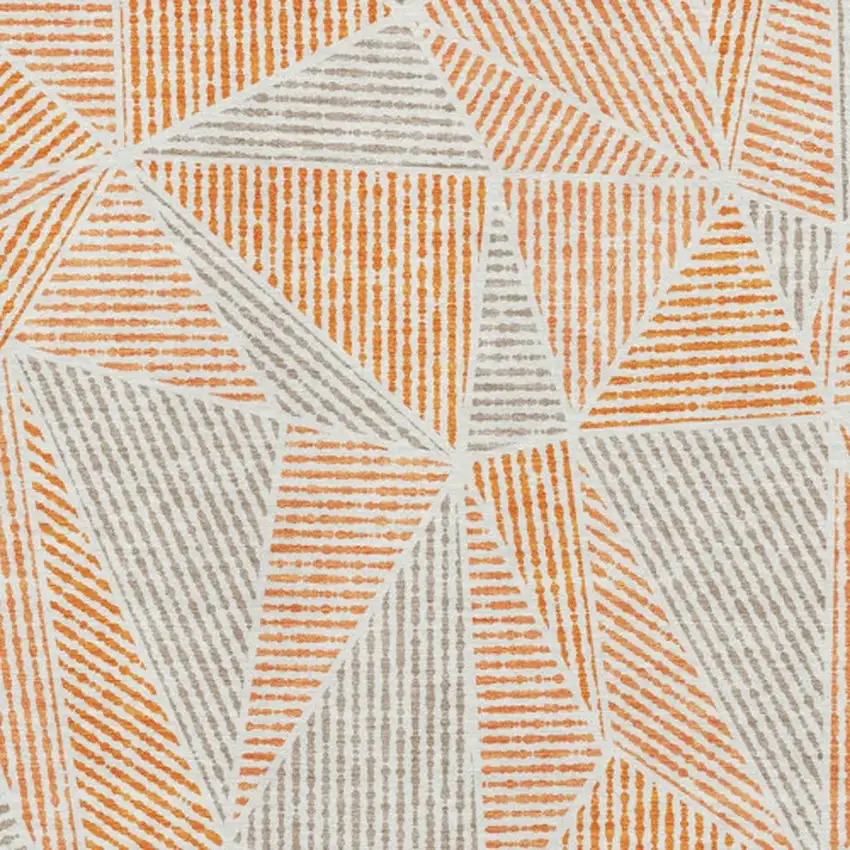 Orange And Gray Geometric Washable Area Rug With UV Protection Photo 3