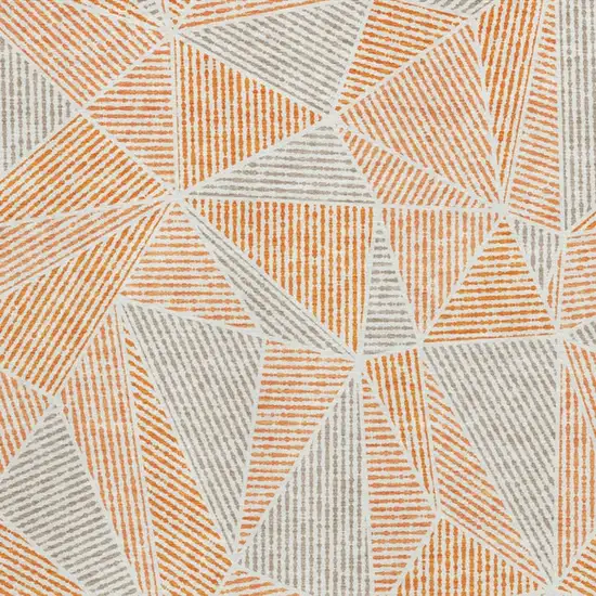 Orange And Gray Geometric Washable Area Rug With UV Protection Photo 4