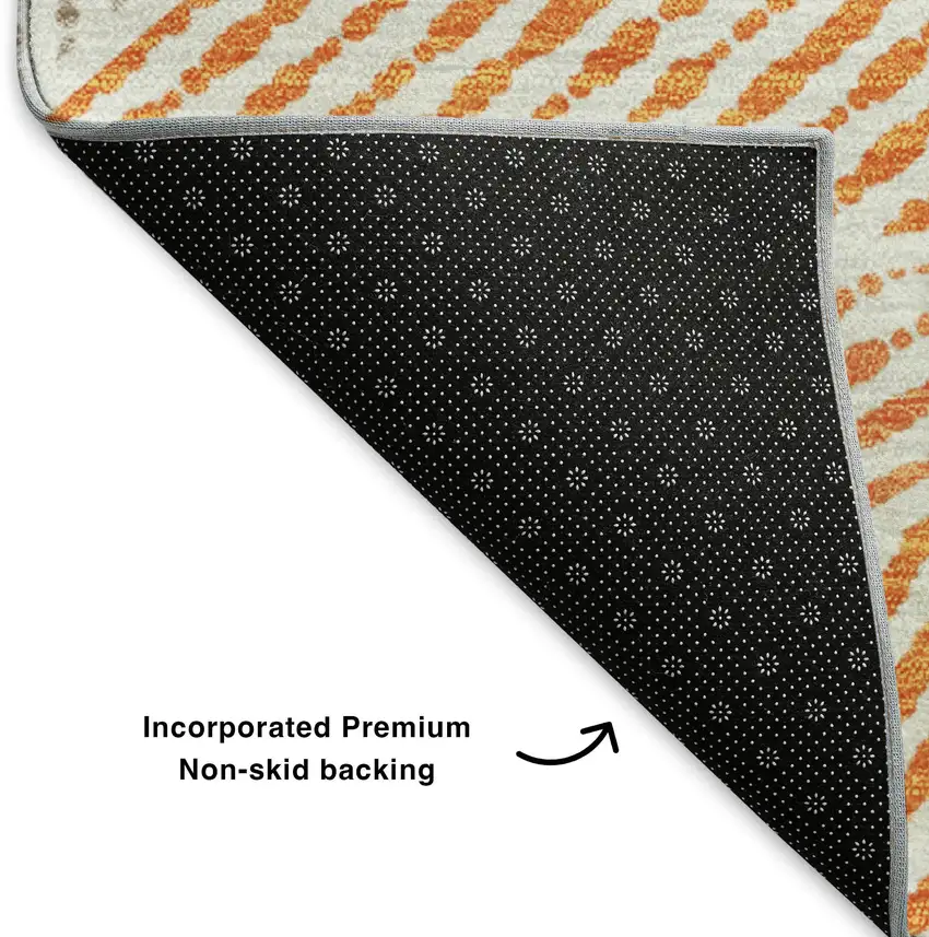 Orange And Gray Geometric Washable Area Rug With UV Protection Photo 7