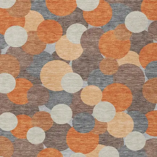 Orange And Gray Geometric Washable Indoor Outdoor Area Rug Photo 2