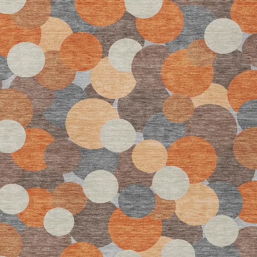 Orange And Gray Geometric Washable Indoor Outdoor Area Rug Photo 2