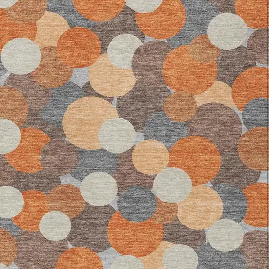 Orange And Gray Geometric Washable Indoor Outdoor Area Rug Photo 2