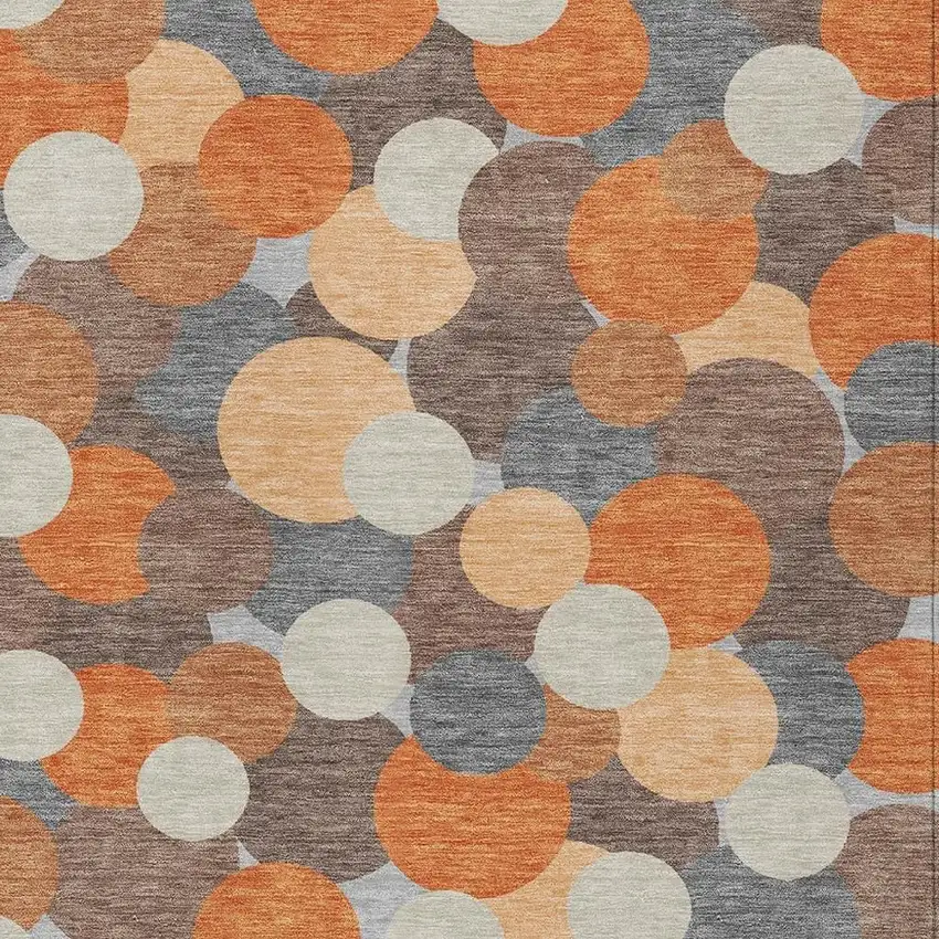 Orange And Gray Geometric Washable Indoor Outdoor Area Rug Photo 2