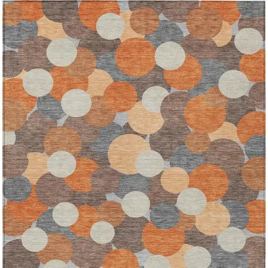 Orange And Gray Geometric Washable Indoor Outdoor Area Rug Photo 3
