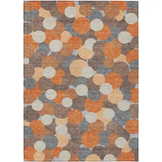 Orange And Gray Geometric Washable Indoor Outdoor Area Rug Photo 1