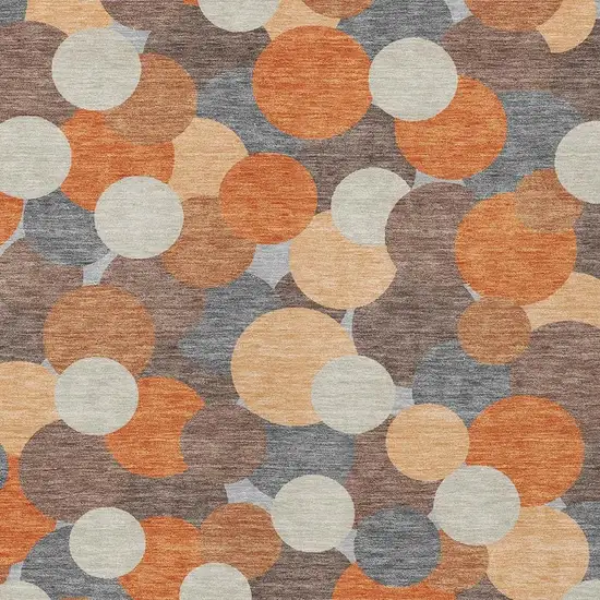 Orange And Gray Geometric Washable Indoor Outdoor Area Rug Photo 2