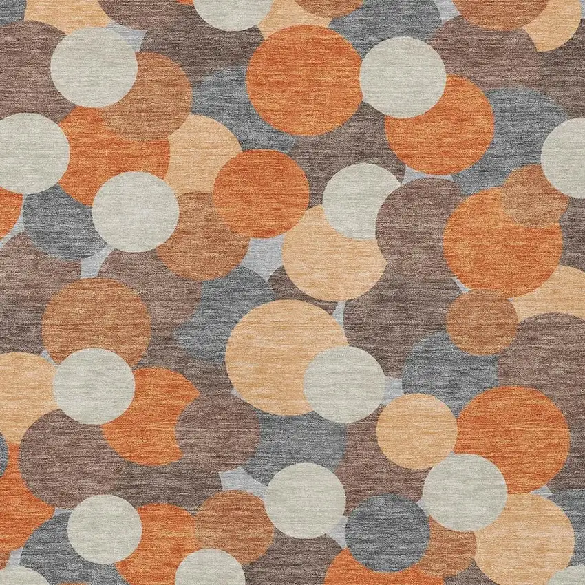 Orange And Gray Geometric Washable Indoor Outdoor Area Rug Photo 2