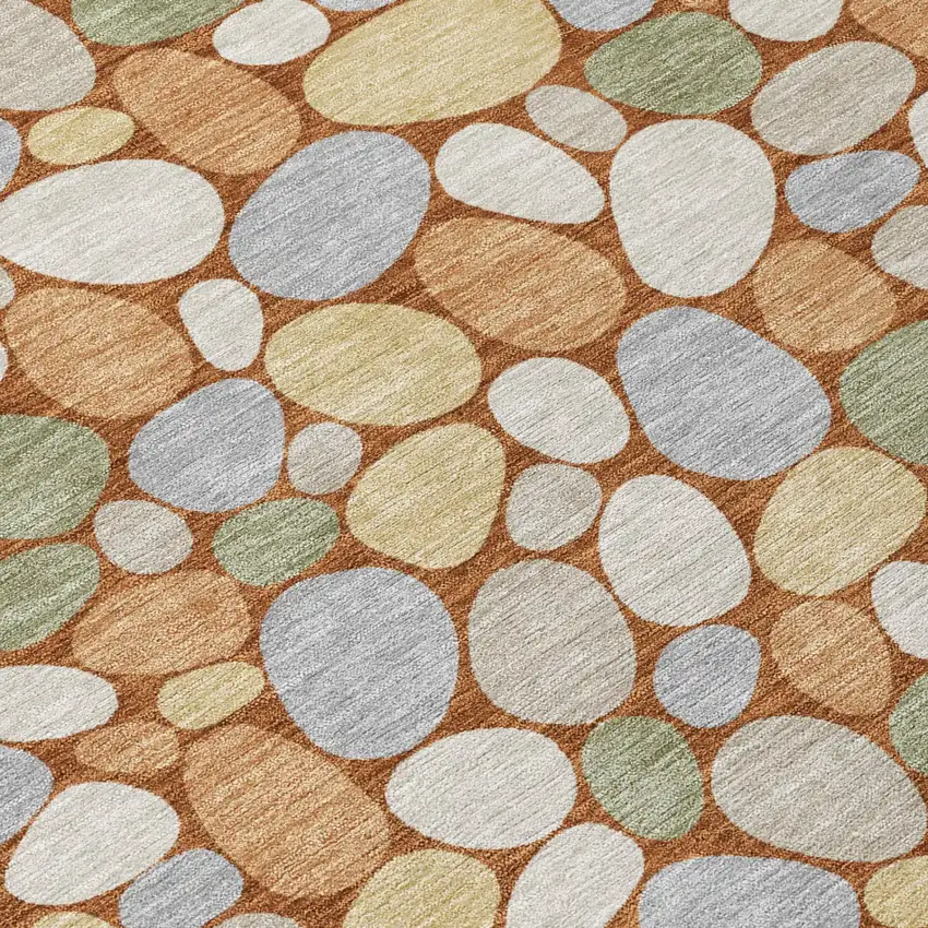 Orange And Gray Geometric Washable Indoor Outdoor Area Rug Photo 4