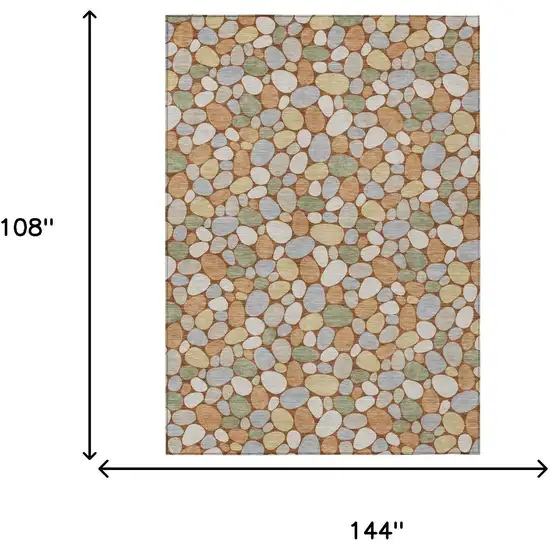 Orange And Gray Geometric Washable Indoor Outdoor Area Rug Photo 5