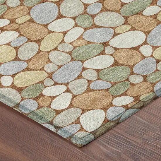 Orange And Gray Geometric Washable Indoor Outdoor Area Rug Photo 3