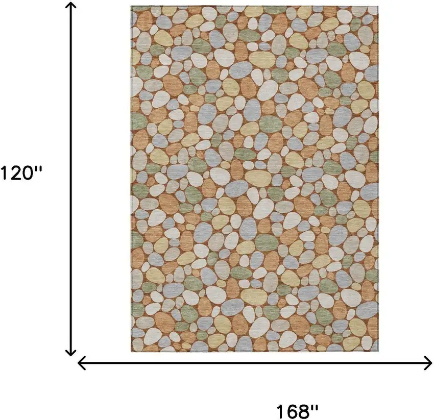 Orange And Gray Geometric Washable Indoor Outdoor Area Rug Photo 5