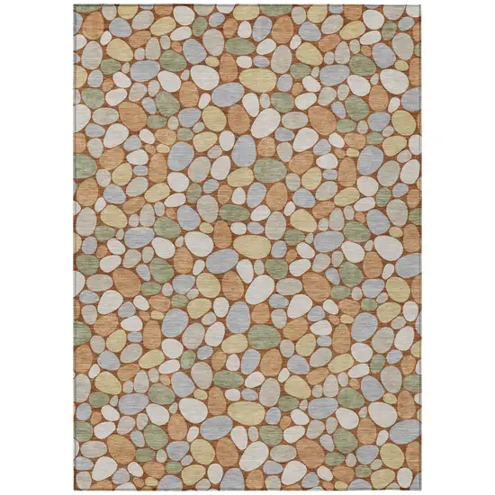 Orange And Gray Geometric Washable Indoor Outdoor Area Rug Photo 2