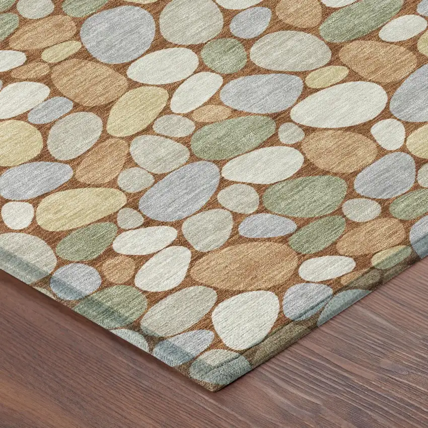 Orange And Gray Geometric Washable Indoor Outdoor Area Rug Photo 3