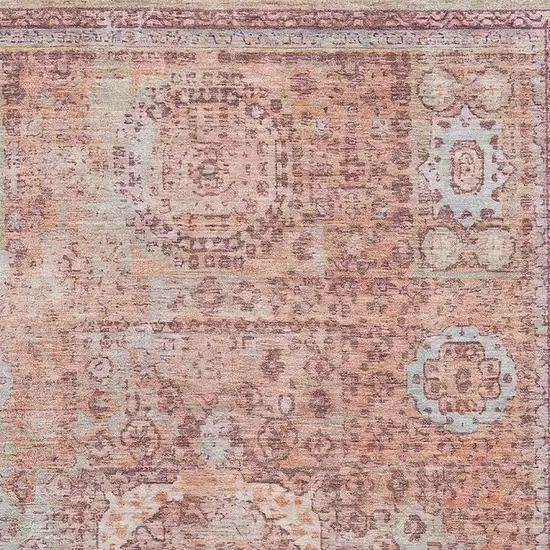 Orange And Gray Oriental Washable Area Rug With UV Protection Photo 2