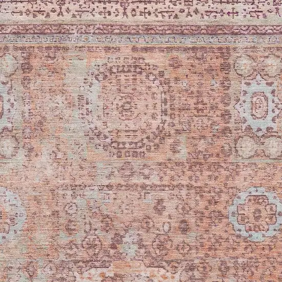 Orange And Gray Oriental Washable Area Rug With UV Protection Photo 2