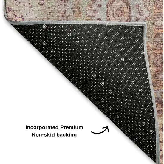 Orange And Gray Oriental Washable Area Rug With UV Protection Photo 5