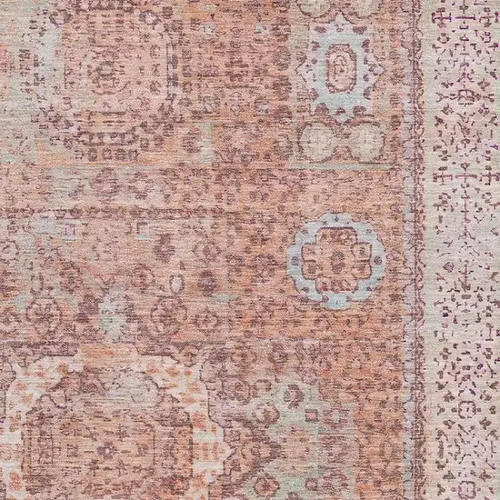 Orange And Gray Oriental Washable Area Rug With UV Protection Photo 2