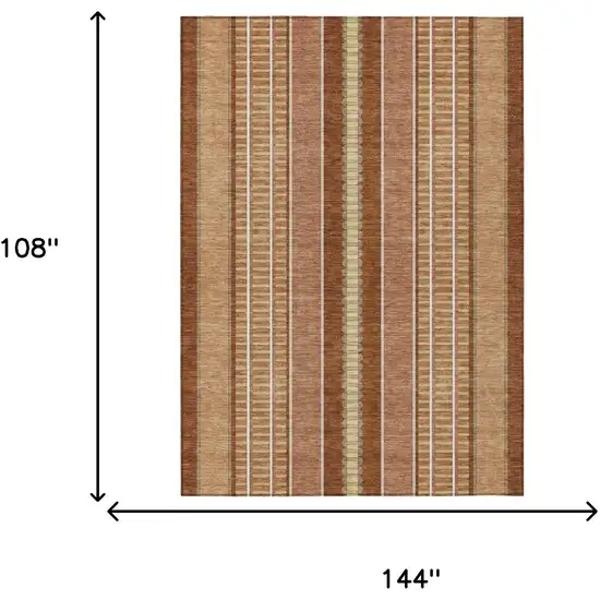 Orange And Gray Striped Washable Indoor Outdoor Area Rug Photo 9