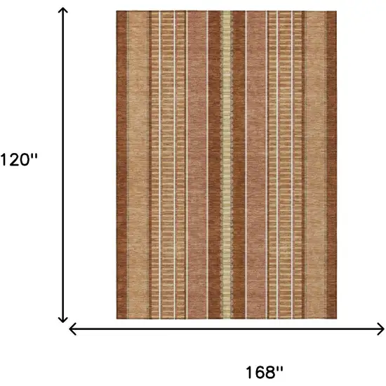 Orange And Gray Striped Washable Indoor Outdoor Area Rug Photo 9