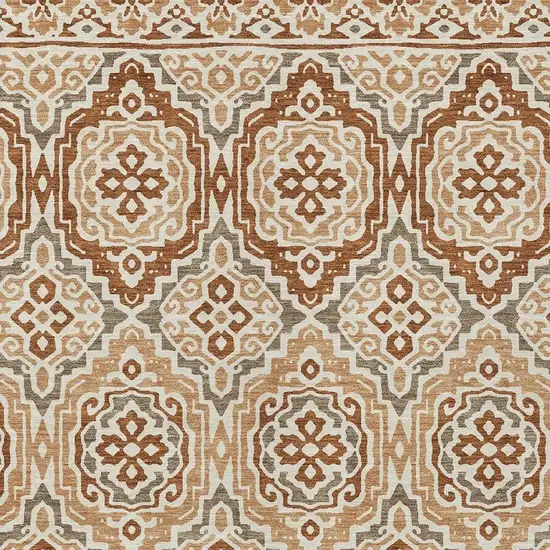 Orange And Gray Tribal Washable Indoor Outdoor Area Rug Photo 4