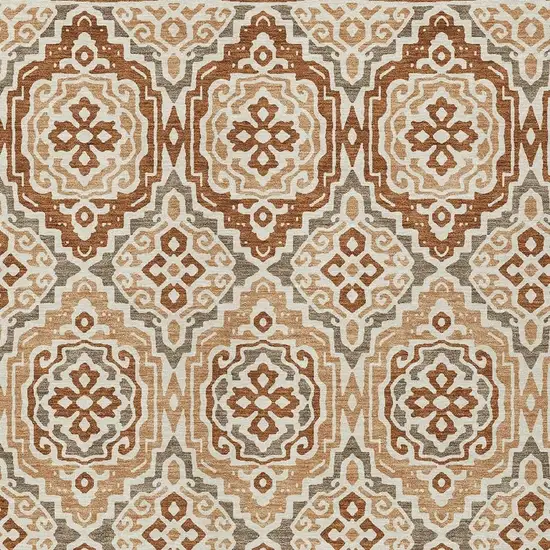Orange And Gray Tribal Washable Indoor Outdoor Area Rug Photo 5