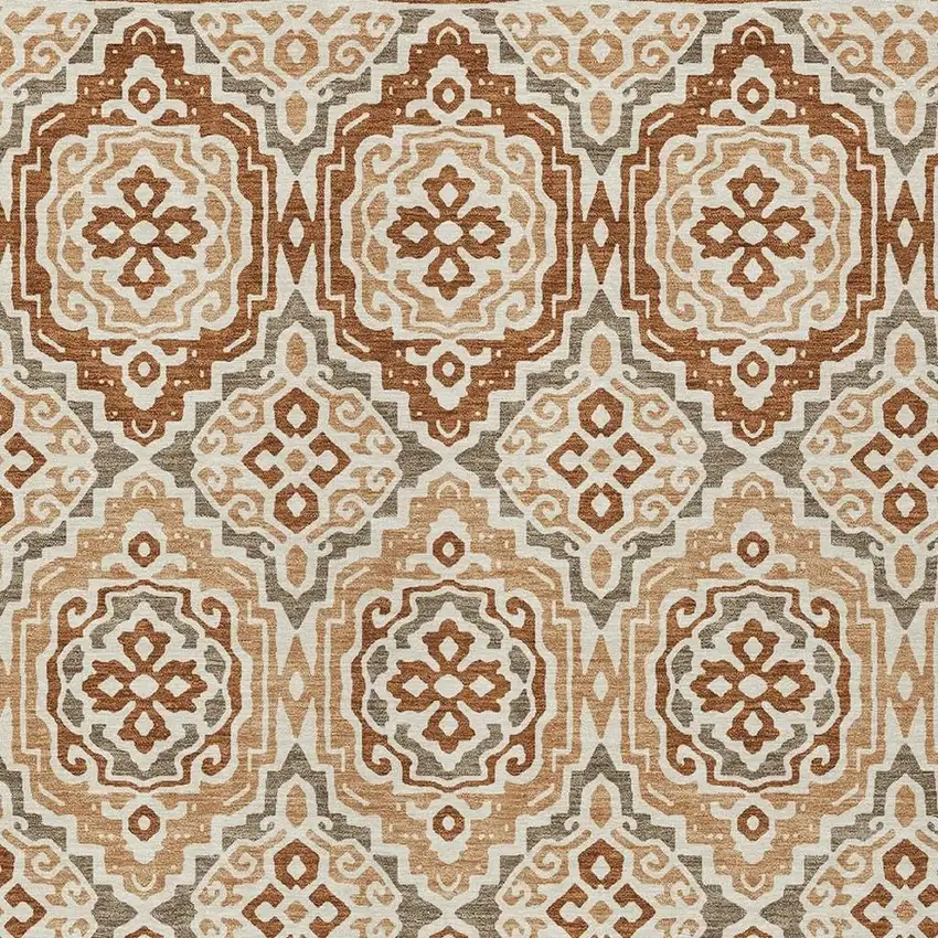 Orange And Gray Tribal Washable Indoor Outdoor Area Rug Photo 5