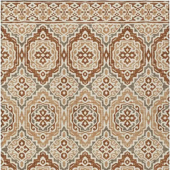 Orange And Gray Tribal Washable Indoor Outdoor Area Rug Photo 2