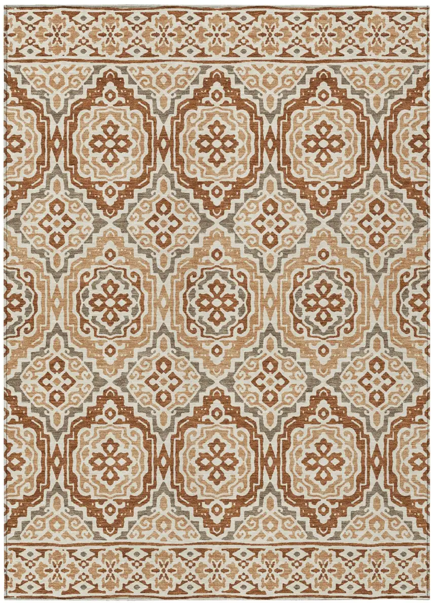 Orange And Gray Tribal Washable Indoor Outdoor Area Rug Photo 4