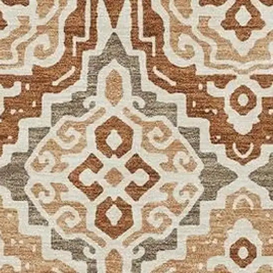Orange And Gray Tribal Washable Indoor Outdoor Area Rug Photo 3