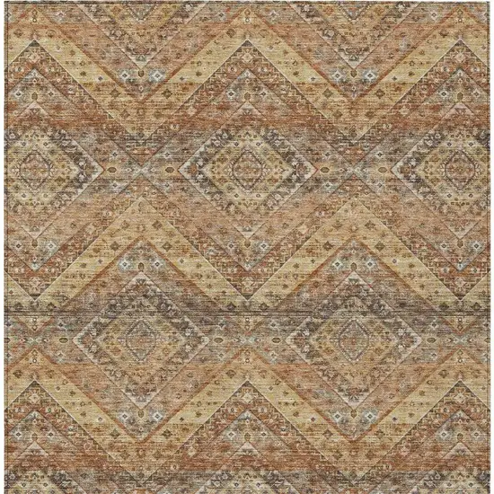 Orange And Green Tribal Washable Indoor Outdoor Area Rug Photo 3