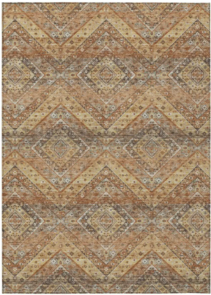 Orange And Green Tribal Washable Indoor Outdoor Area Rug Photo 2