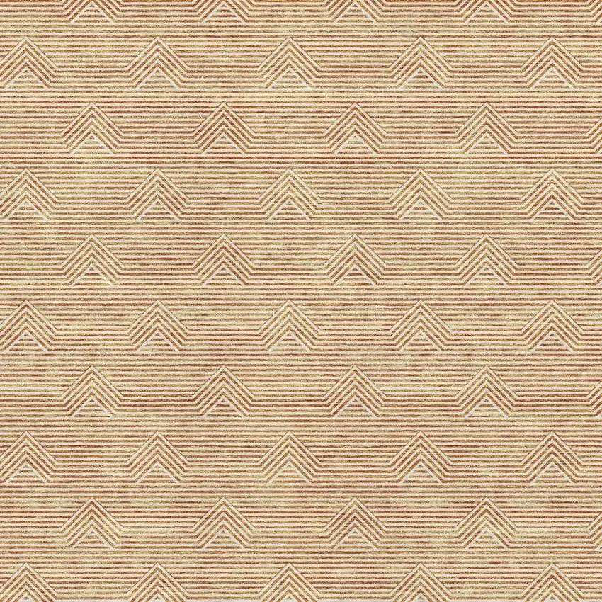 Orange And Ivory Abstract Geometric Washable Area Rug With UV Protection Photo 4