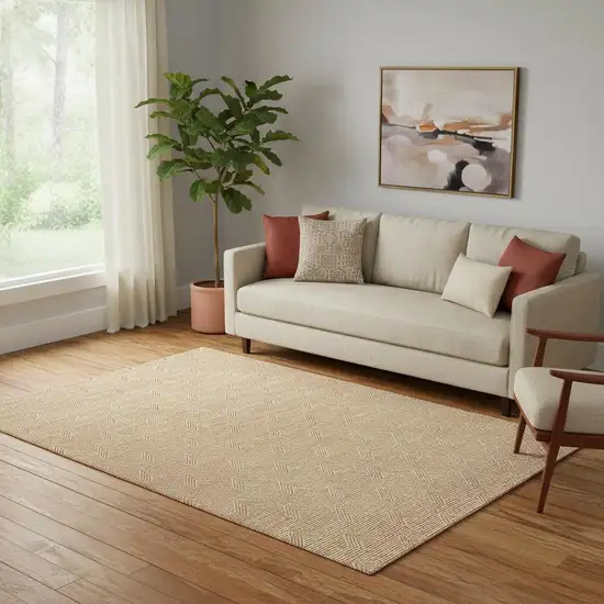 Orange And Ivory Abstract Geometric Washable Area Rug With UV Protection Photo 1