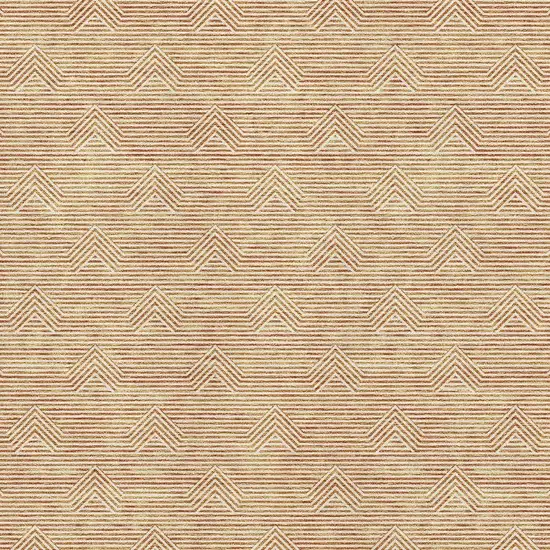 Orange And Ivory Abstract Geometric Washable Area Rug With UV Protection Photo 4