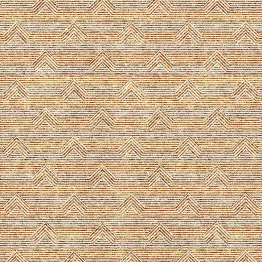 Orange And Ivory Abstract Geometric Washable Area Rug With UV Protection Photo 4