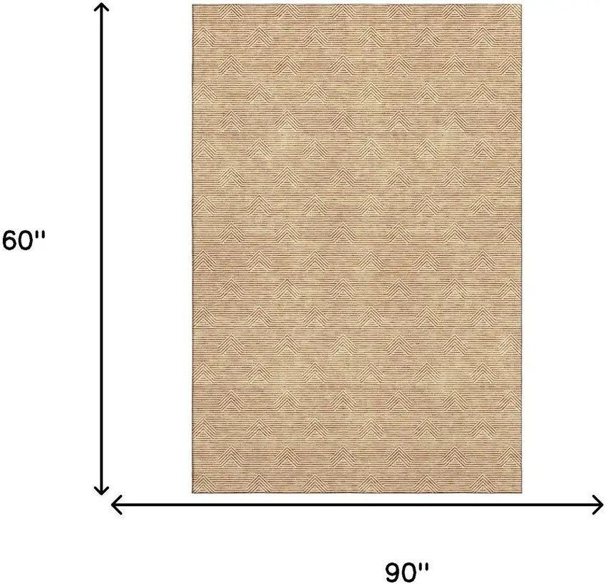 Orange And Ivory Abstract Geometric Washable Area Rug With UV Protection Photo 3