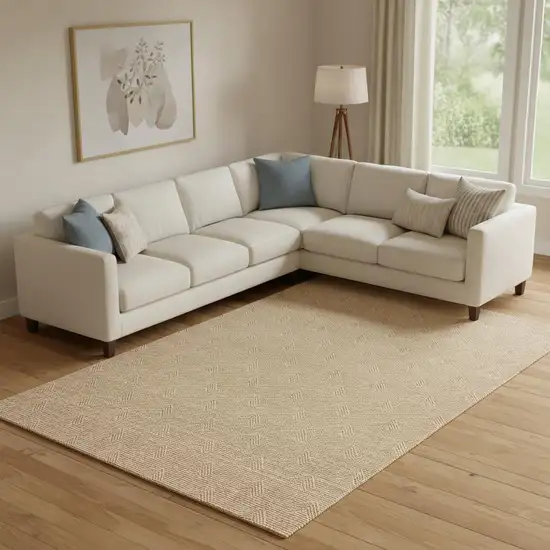 Orange And Ivory Abstract Geometric Washable Area Rug With UV Protection Photo 1