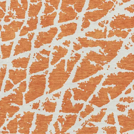 Orange And Ivory Abstract Washable Area Rug With UV Protection Photo 3
