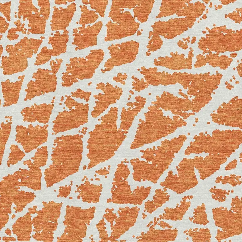 Orange And Ivory Abstract Washable Area Rug With UV Protection Photo 3