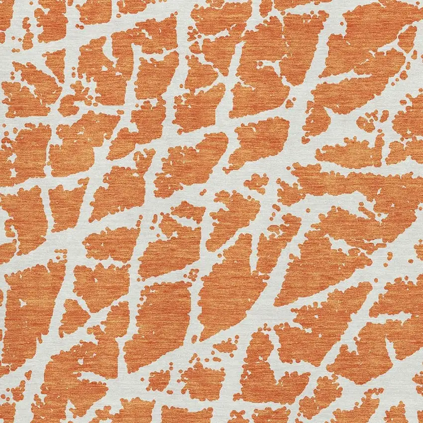 Orange And Ivory Abstract Washable Area Rug With UV Protection Photo 3