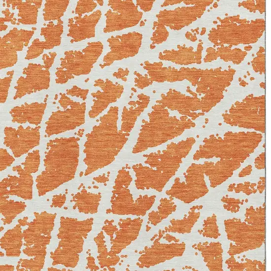 Orange And Ivory Abstract Washable Area Rug With UV Protection Photo 3
