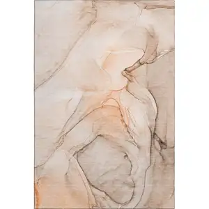 Photo of Orange And Ivory Abstract Washable Area Rug With UV Protection